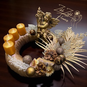 Adventi koszorú  Arany Angyal Ünnepe - karácsony - adventi díszek - adventi koszorú - Meska.hu