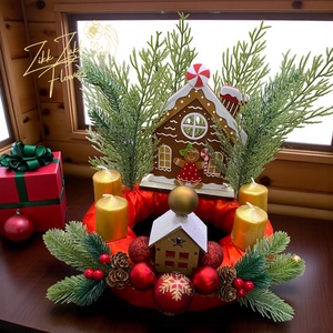 Adventi koszorú  Mézeskalács Karácsonyfalucska - karácsony - adventi díszek - adventi koszorú - Meska.hu