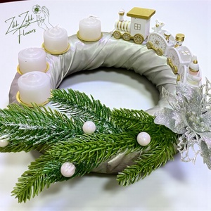 Adventi koszorú � fehér vonatos - Meska.hu