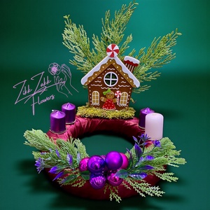 Adventi koszorú � mézeskalács házikós - karácsony - adventi díszek - adventi koszorú - Meska.hu