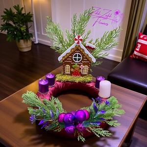 Adventi koszorú � mézeskalács házikós - karácsony - adventi díszek - adventi koszorú - Meska.hu