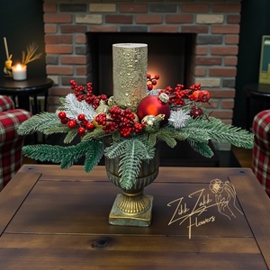 Arany-barna ünnepi dísz talpas kaspóban - karácsony - adventi díszek - adventi asztaldísz - Meska.hu