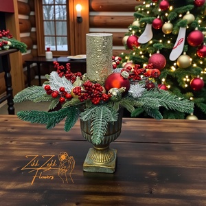 Arany-barna ünnepi dísz talpas kaspóban - karácsony - adventi díszek - adventi asztaldísz - Meska.hu