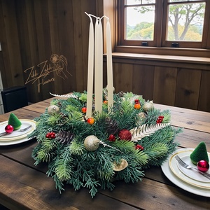 Nagy, dús adventi koszorú hosszú gyertyákkal - Meska.hu