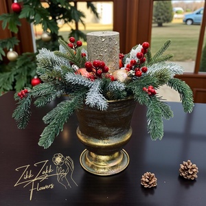 Bronz talpas kompozíció, arany tömbgyertyával - karácsony - adventi díszek - adventi asztaldísz - Meska.hu