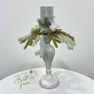 Ezüst talpas gyertyatartó kompozíció (magas) - Meska.hu