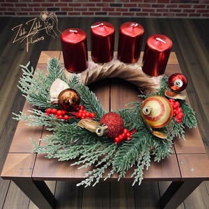 Bordó négygyertyás adventi koszorú - karácsony - adventi díszek - adventi koszorú - Meska.hu