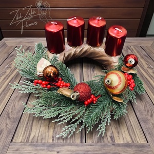 Bordó négygyertyás adventi koszorú - karácsony - adventi díszek - adventi koszorú - Meska.hu