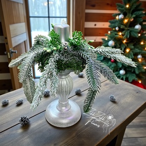 Ezüst kandeláberes asztaldísz egy gyertyával - Meska.hu