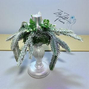 Ezüst kandeláberes asztaldísz egy gyertyával - karácsony - adventi díszek - adventi asztaldísz - Meska.hu