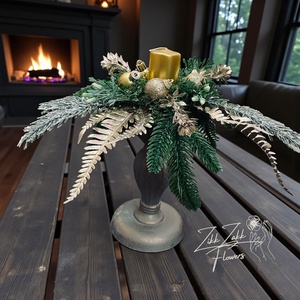 Arany gyertyás kandeláber asztaldísz - karácsony - adventi díszek - adventi asztaldísz - Meska.hu