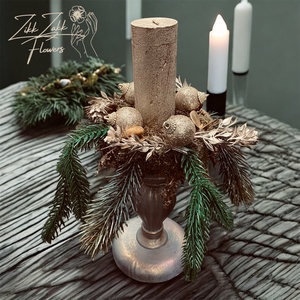 Talpas adventi dekor  pezsgő arany gömbökkel - karácsony - adventi díszek - adventi asztaldísz - Meska.hu