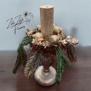 Talpas adventi dekor  pezsgő arany gömbökkel, Karácsony, Adventi díszek, Adventi asztaldísz, , MESKA