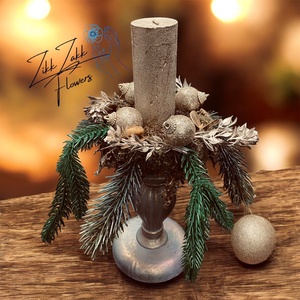 Talpas adventi dekor  pezsgő arany gömbökkel - karácsony - adventi díszek - adventi asztaldísz - Meska.hu