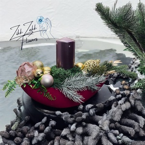 Csónak alakú tálas adventi dekor, Karácsony, Adventi díszek, Adventi asztaldísz, , MESKA