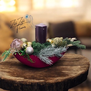 Csónak alakú tálas adventi dekor - karácsony - adventi díszek - adventi asztaldísz - Meska.hu