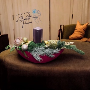 Csónak alakú tálas adventi dekor - karácsony - adventi díszek - adventi asztaldísz - Meska.hu