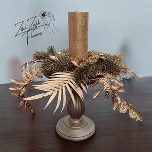 Arany leveles gyertyatartó kompozíció - karácsony - adventi díszek - adventi asztaldísz - Meska.hu