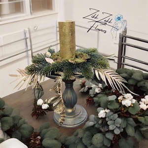 Arany leveles gyertyatartó kompozíció - karácsony - adventi díszek - adventi asztaldísz - Meska.hu