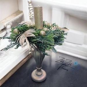 Zöldarany gyertyatartó - karácsony - adventi díszek - adventi asztaldísz - Meska.hu