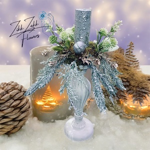 Téli fehérezüst gyertyatartó - Meska.hu