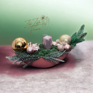 Rózsaszín  tálas gyertyakompozíció - Meska.hu