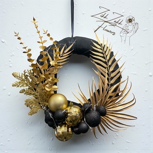 Feketearany ajtódísz karácsonyra - karácsony - adventi díszek - adventi ajtódísz - Meska.hu