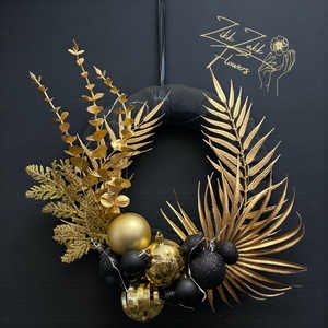 Feketearany ajtódísz karácsonyra - karácsony - adventi díszek - adventi ajtódísz - Meska.hu