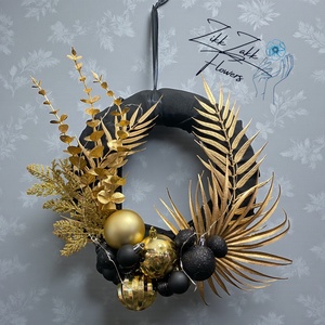 Feketearany ajtódísz karácsonyra - karácsony - adventi díszek - adventi ajtódísz - Meska.hu