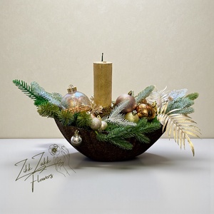 Arany�barna tálas karácsonyi dísz - karácsony - adventi díszek - adventi asztaldísz - Meska.hu
