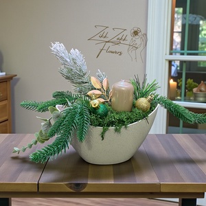 Fehér Modern Adventi Tál � Bézs Gyertyával - karácsony - adventi díszek - adventi asztaldísz - Meska.hu