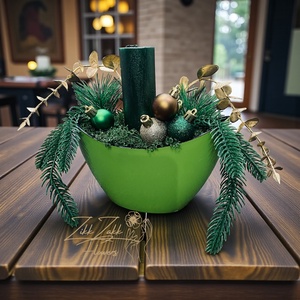 Zöld Harmónia  Ünnepi Gyertyadísz - karácsony - adventi díszek - adventi asztaldísz - Meska.hu