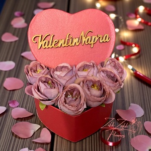 Szív doboz � púder-lila rózsákkal - otthon & életmód - virágdekoráció - virágok - virágbox - Meska.hu