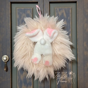 Prémes húsvéti ajtódísz lógó nyuszival, Ünnepi díszek, dekorációk, Húsvéti díszek és dekorációk, Húsvéti ajtódísz, kopogtató, , MESKA