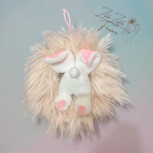 Prémes húsvéti ajtódísz lógó nyuszival - ünnepi díszek, dekorációk - húsvéti díszek és dekorációk - húsvéti ajtódísz, kopogtató - Meska.hu