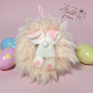 Prémes húsvéti ajtódísz lógó nyuszival - ünnepi díszek, dekorációk - húsvéti díszek és dekorációk - húsvéti ajtódísz, kopogtató - Meska.hu