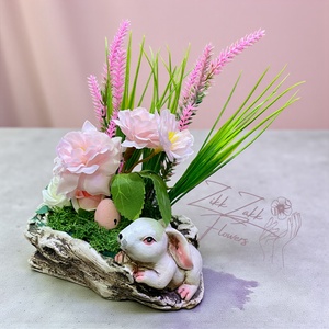 Húsvéti Nyuszi Virágkompozíció � Faág Kaspóban - ünnepi díszek, dekorációk - húsvéti díszek és dekorációk - húsvéti asztaldíszek - Meska.hu