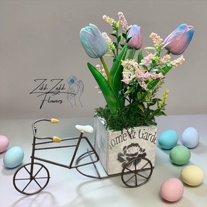 Vintage Kerékpáros Virágdísz � Tulipános Dekor - otthon & életmód - dekoráció - asztal és polc dekoráció - asztaldísz - Meska.hu