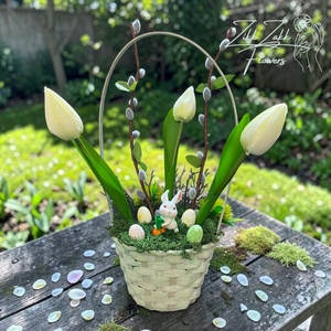 Tulipános Húsvéti Kosár � Nyuszis Dekor - ünnepi díszek, dekorációk - húsvéti díszek és dekorációk - húsvéti asztaldíszek - Meska.hu