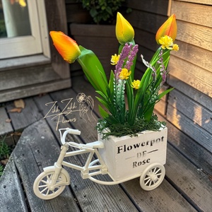 Vintage Biciklis Tulipános Asztaldísz - ünnepi díszek, dekorációk - húsvéti díszek és dekorációk - húsvéti asztaldíszek - Meska.hu