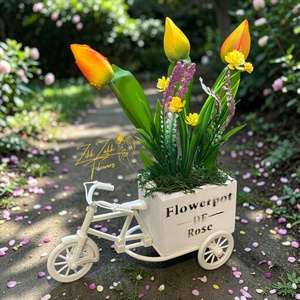 Vintage Biciklis Tulipános Asztaldísz - ünnepi díszek, dekorációk - húsvéti díszek és dekorációk - húsvéti asztaldíszek - Meska.hu