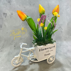 Vintage Biciklis Tulipános Asztaldísz - ünnepi díszek, dekorációk - húsvéti díszek és dekorációk - húsvéti asztaldíszek - Meska.hu