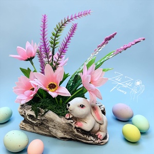 Nyuszis Tavaszi Virágkompozíció - Meska.hu