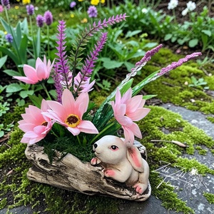 Nyuszis Tavaszi Virágkompozíció - otthon & életmód - dekoráció - asztal és polc dekoráció - asztaldísz - Meska.hu