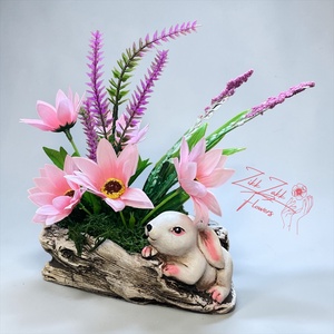 Nyuszis Tavaszi Virágkompozíció - otthon & életmód - dekoráció - asztal és polc dekoráció - asztaldísz - Meska.hu