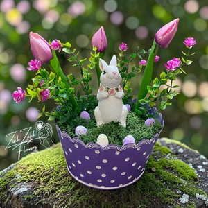 Nyuszis Tulipános Húsvéti Asztaldísz - Meska.hu