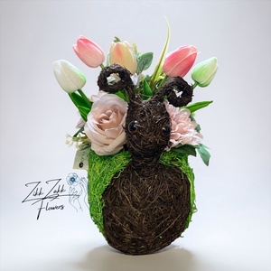 Csiga Kaspós Tulipános Tavaszi Virágkompozíció, Otthon & Életmód, Dekoráció, Asztal és polc dekoráció, Asztaldísz, , MESKA