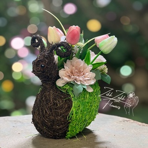 Csiga Kaspós Tulipános Tavaszi Virágkompozíció - otthon & életmód - dekoráció - asztal és polc dekoráció - asztaldísz - Meska.hu