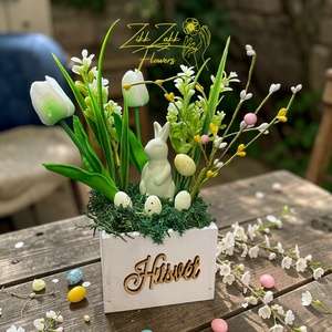 Húsvéti Tulipános Virágkompozíció Fa Dobozban - Meska.hu