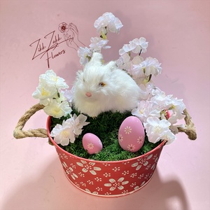 Húsvéti Nyuszis Virágkompozíció Dekor Kosárban - Meska.hu